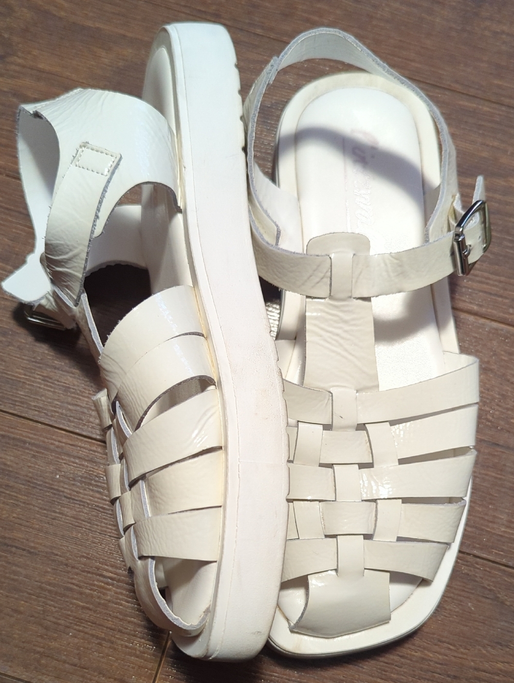 L'intervalle Women's White Fisherman Leather Sandals - - Picture 4 of 9